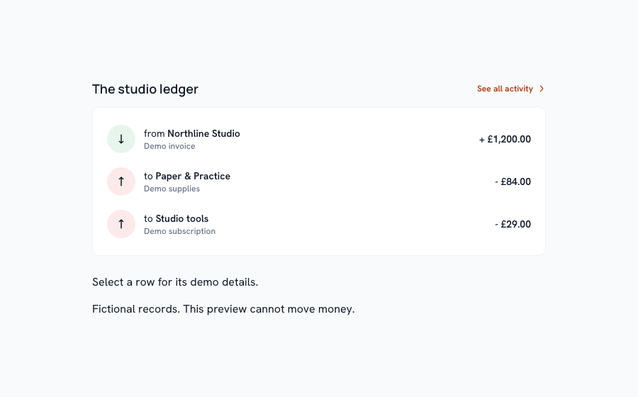 Recent transactions rendered with Rayden UI 0.10.1