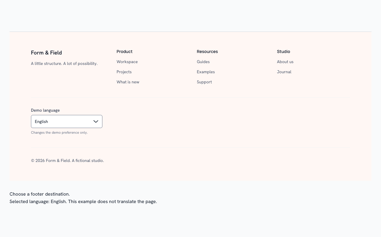 Site footer rendered with Rayden UI 0.10.1